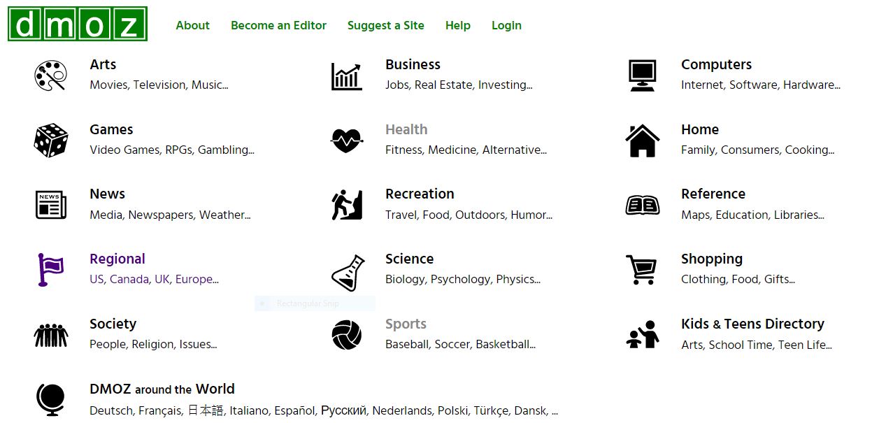 DMOZ Screen Shot