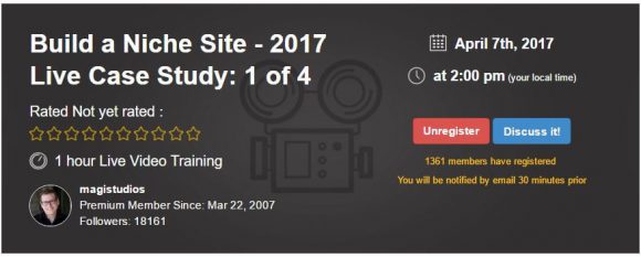 Build a Niche Site 2017 Live Webinar