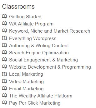 Wealthy Affiliate Classrooms