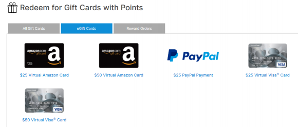 OneOpinion Virtual Gift Card Rewards