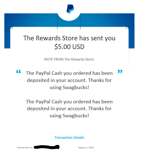 SwagBucks Proof of Payment